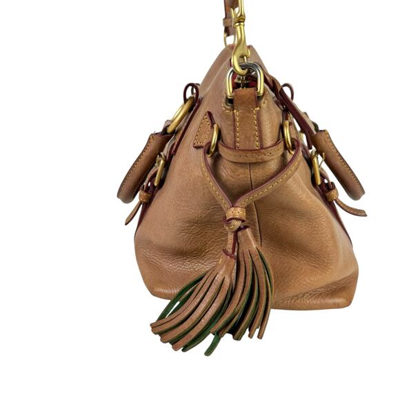 Dooney & Bourke Florentine Bristol Tan Leather Zip Domed Satchel Handbag Purse - Picture 2 of 13